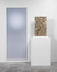 Anthony Pearson, Untitled (Chisel Arrangement) AP-2424, 2008, Bronze sculpture with carbide hand finish, base, pedestal, c-print mounted to acrylic in artist frame