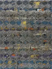Untitled by Hugo McCloud, 2014, aluminium foil, aluminium coating and oil on tar mounted on wood, sold Jun 2016