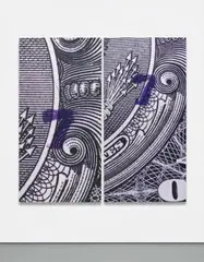 Chopped Bill by Hugh Scott-Douglas, 2013, dye sublimation print on linen, in 2 parts, offered Oct 2016