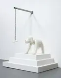 Yoshitomo Nara, I Think, Therefore I Am...A Dog, 2003, fiberglass, wood and metal