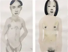 Marlene Dumas, Couple, 1996, mixed media on paper, in 2 parts