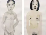Marlene Dumas, Couple, 1996, mixed media on paper, in 2 parts