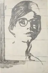 Giosetta Fioroni, Gli Occhiali (The Glasses), 1968, graphite and aluminium enamel on canvas