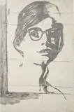 Giosetta Fioroni, Gli Occhiali (The Glasses), 1968, graphite and aluminium enamel on canvas