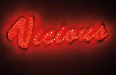 Vicious by Tim Noble and Sue Webster, 1999, 98 fuchsia SIRIO type reflector caps, lamps with holders, foamex and electronic sequencer, offered Oct 2016