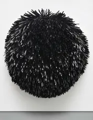 Subodh Gupta, Black Thing, 2007, steel armature, painted stainless steel pincers, plastic ties