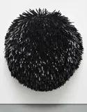 Subodh Gupta, Black Thing, 2007, steel armature, painted stainless steel pincers, plastic ties