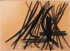 Hans Hartung, Composition, 1953, oil, gouache and pastel on paper