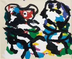 Black Figures Against White by Karel Appel, 1975, acrylic on paper laid on canvas, offered Oct 2016