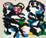 Karel Appel, Black Figures Against White, 1975, acrylic on paper laid on canvas