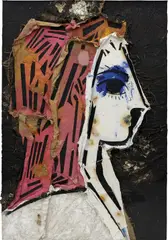 Manolo Valdés, A Menage a Picasso, 2011, mixed media on burlap