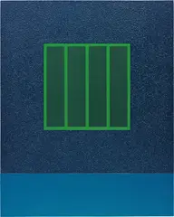 Blue Prison by Peter Halley, 2002, acrylic, pearlescent acrylic, Roll-a-Tex on canvas, in 2 parts, sold Oct 2016