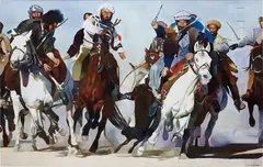 Malcolm Morley, Buzkashi, 2002, oil on linen