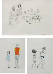 Charles Avery, Three works: Untitled, 1998, crayon and pencil on paper