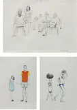 Charles Avery, Three works: Untitled, 1998, crayon and pencil on paper