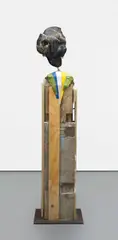 Daniel Silver, Untitled, 2010, black marble, textiles and reclaimed wood
