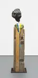 Daniel Silver, Untitled, 2010, black marble, textiles and reclaimed wood