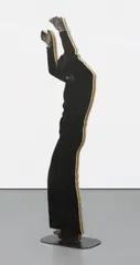 Untitled (figure) by David Noonan, 2008, screen printed jute, plywood and steel stand, offered Oct 2016