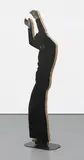 David Noonan, Untitled (figure), 2008, screen printed jute, plywood and steel stand