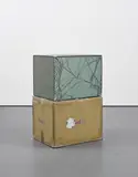 Walead Beshty, FedEx Large Kraft Box 2004 FEDEX 155143, #875468976073, 2011, laminated Mirrorpane, FedEx shipping box, silicone, metal, tape and FedEx labels