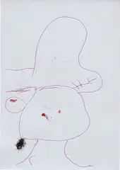 Heal Billy by SoiL Thornton, 2014, ink, acrylic and hair on paper, sold Dec 2016