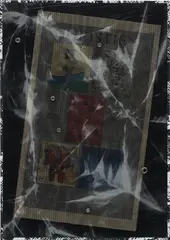 Roman Liska, Christie's (FT Weekend series), 2012, eyelets and spray paint, newspaper page, MDF, xerox cop and cling film on mesh in artist's frame