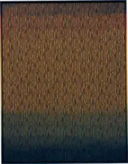 Nina Beier, Fatigues 01, 2012, furniture fabric, dye, ink, stain, pigment and bleach, in artist's frame