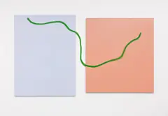 Sprayline by Dan Rees, 2014, acrylic and spraypaint on linen, diptych, sold Dec 2016
