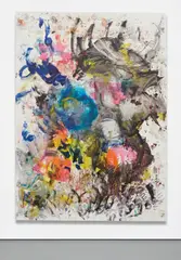 This Real How by Leo Gabin, 2011, lacquer, spray paint, acrylic and silkscreen on canvas, sold Dec 2016