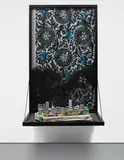 Hema Upadhyay, Killing Site I, 2008, acrylic, gouache, dry pastels and photographs on paper, aluminium sheet, enamel paint and found hardware material