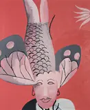 Li Shan, Fish as Man (Rouge Series), 1999, acrylic on canvas