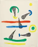 Femmes (Women) by Joan Miró, 1965, One unique woodcut in black with extensive hand-colouring in watercolour, on Arches paper, with the accompanying complet, sold Jan 2016