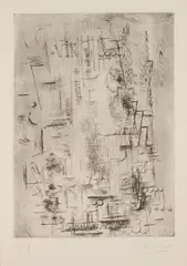 Bass by Georges Braque, 1911/1950, Etching, on tinted Arches paper, with full margins,, sold Jan 2016