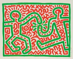 Untitled by Keith Haring, 1983, Woodcut in colours, on Japan paper, with full margins,, sold Jan 2016