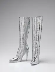 Sylvie Fleury, Prada Boots, 2003, Bronze with chrome patina,