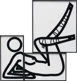This is Shahnoza in 3 parts (9) by Julian Opie, 2008, Flocking adhesive screenprinted on 3mm white Plexiglas acrylic, with hand-flocked black nylon, in three panels,, sold Jan 2016