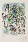 Marc Chagall, Tous alors, ayant leurs coupes pleines versaient des libations... from Sur la terre des Dieux (Then All Poured Libations from their Brimming Cups, from Land of the Gods), 1967, Lithograph in colours, on Arches paper, with full margins,