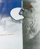 Martin Kippenberger, Nieder mit dem Imperialismus (Down with Imperialism), 1984, Screenprint in colours, on grey heavyweight card paper, with full margins,
