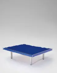 Table Bleue by Yves Klein, designed 1961, IKB pigment, glass, Plexiglas, chrome-plated metal,, sold Jan 2016
