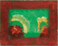 Monsoon by Howard Hodgkin, 1987-88, Lithograph in colours with hand-colouring in pochoir and gouache, on white Arches cover paper, the full sheet,, sold Jan 2016