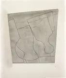 Ben Nicholson, Two and a Half Goblets, 1967, Etching printed with tone, with hand-colouring in watercolour and hand-additions in pencil, on wove paper, with full margins,