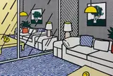 Roy Lichtenstein, Wallpaper with Blue Floor Interior, 1992, Screenprint in colours, on paper Technologies, Inc., Waterleaf paper, mounted to foam board, in five panels, the full sheets,