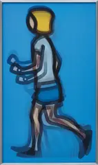 Bibi Running by Julian Opie, 2012, Lenticular acrylic panel comprised of four colour inkjets printed directly onto 20 lpi lenticular animating lenses, back, sold Jan 2016