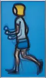 Bibi Running by Julian Opie, 2012, Lenticular acrylic panel comprised of four colour inkjets printed directly onto 20 lpi lenticular animating lenses, back, sold Jan 2016