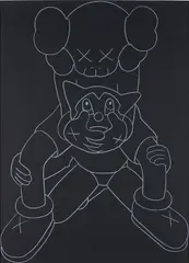 Companion vs Astroboy by Kaws, 2002, Screenprint in white, on black wove paper, with full margins,, sold Jan 2016