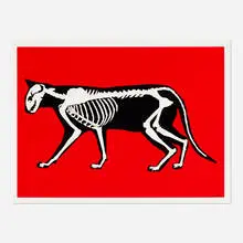 Hijack, Skeleton Cat (Red), 2022, screenprint in colors