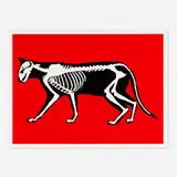 Hijack, Skeleton Cat (Red), 2022, screenprint in colors