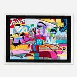 Pose, Triumph, 2021, screenprint in colors on Stardream Crystal