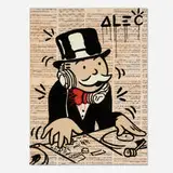 Alec Monopoly, Untitled (DJ Monopoly), c. 2014, acrylic, spray paint, collage, resin on canvas