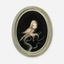 Nicoletta Ceccoli, Bird Girl, 2008, acrylic, airbrush on panel in artist's frame